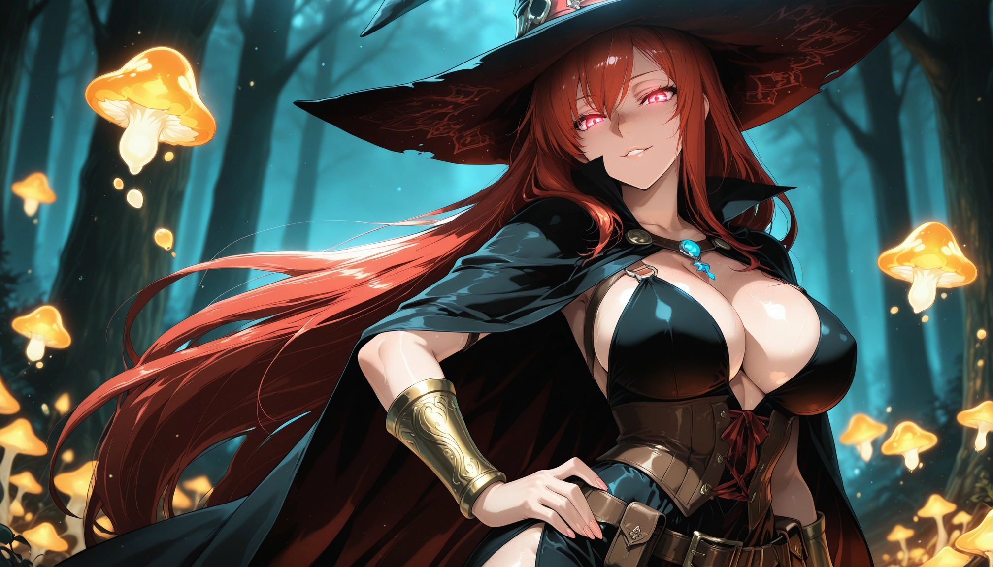 1girl, breasts, solo, long hair, hat, red hair · Yamete.gg