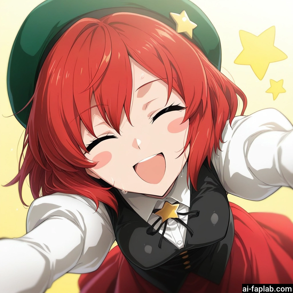1girl, solo, closed eyes, open mouth, hat, star (symbol) · Yamete.gg