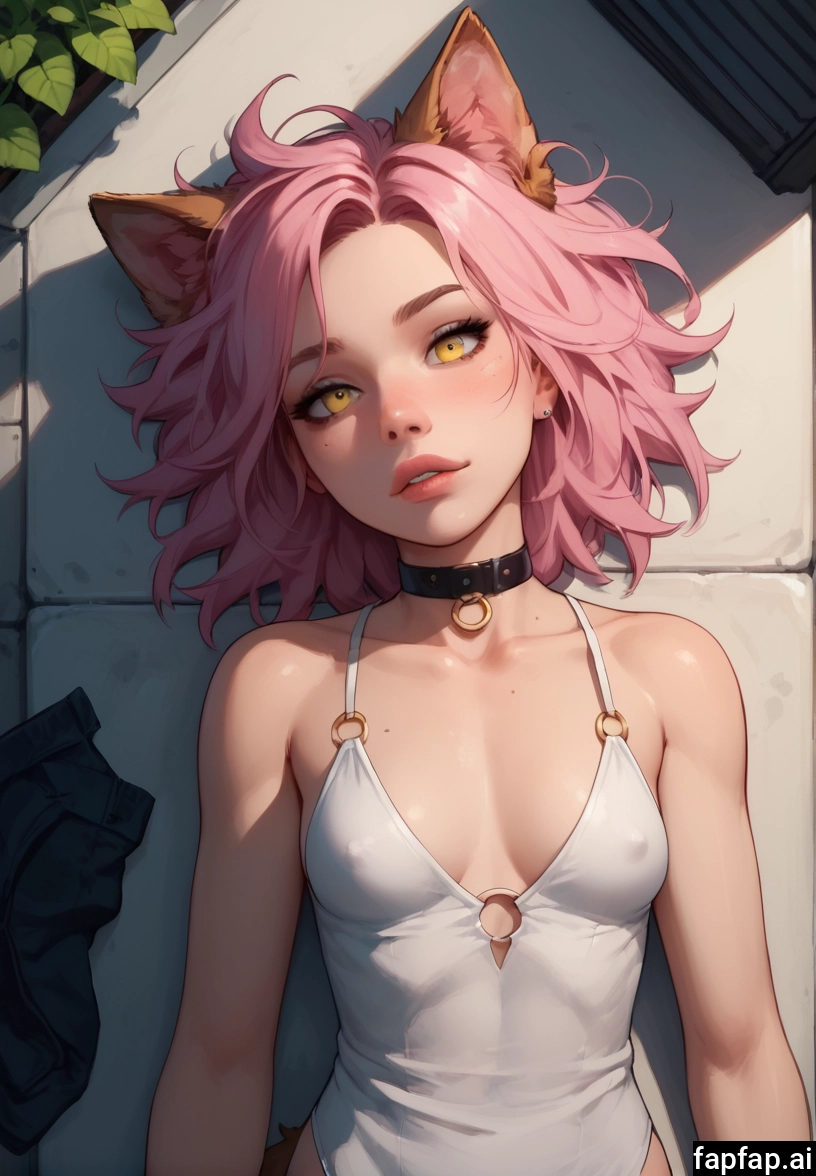1girl, solo, breasts, animal ears, pink hair, o-ring · Yamete.gg