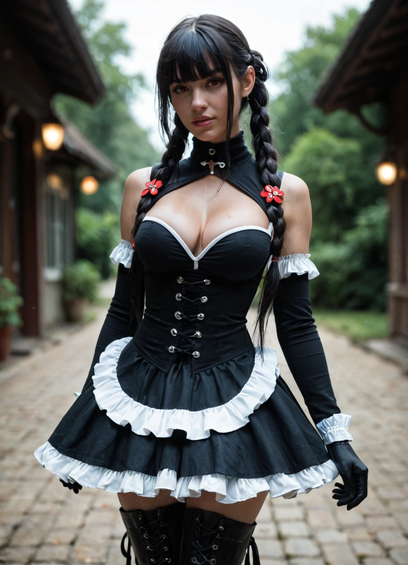 1girl, breasts, solo, thighhighs, gloves, dress · Yamete.gg