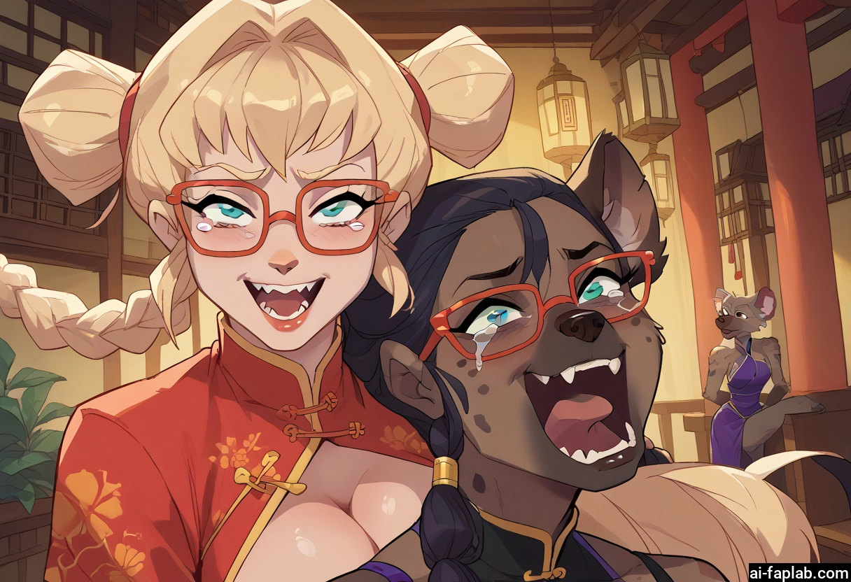 furry, glasses, multiple girls, chinese clothes, breasts, teeth · Yamete.gg