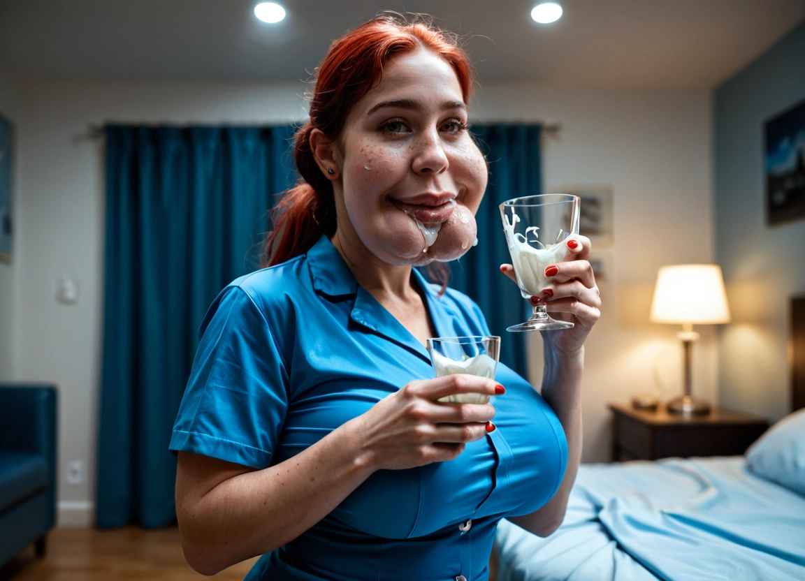 1girl, solo, breasts, red nails, cup, freckles · Yamete.gg