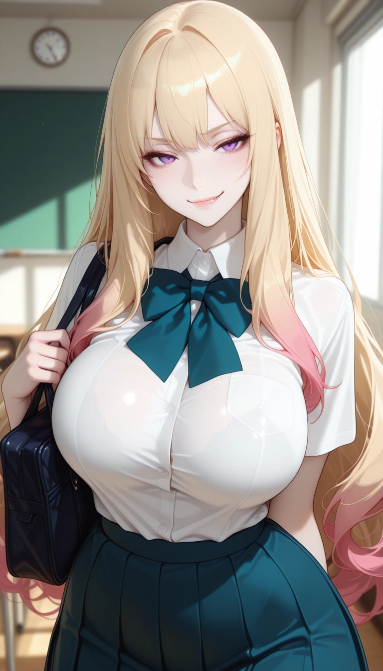 1girl, blonde hair, breasts, solo, skirt, long hair · Yamete.gg