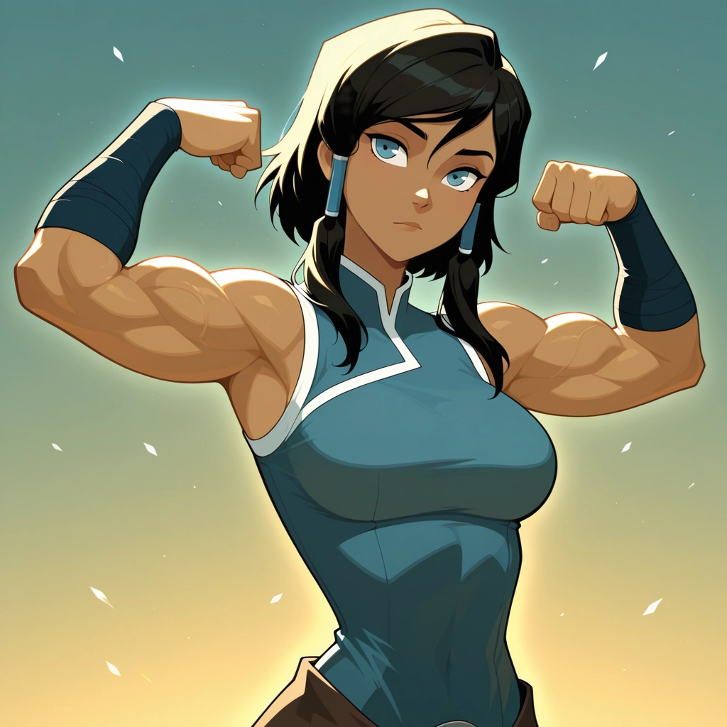 1girl, solo, biceps, muscular female, muscular, blue eyes · Yamete.gg