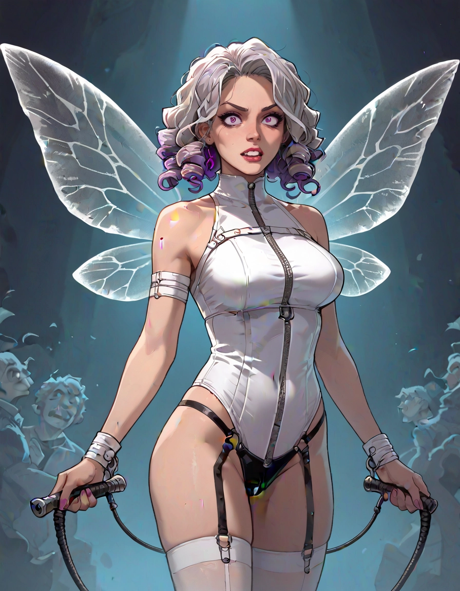 breasts, wings, thighhighs, fairy wings, leotard, purple eyes · Yamete.gg