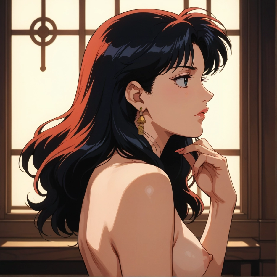 1girl, nipples, solo, breasts, jewelry, earrings · Yamete.gg