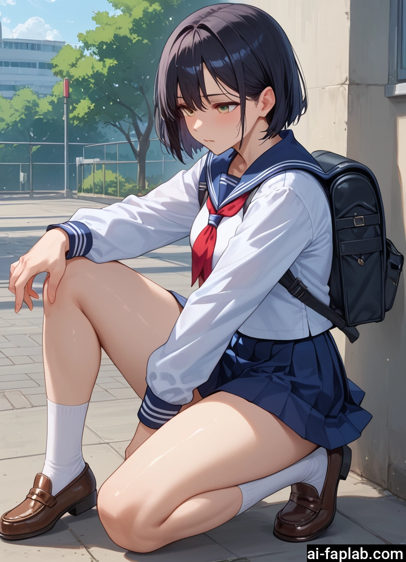 1girl, skirt, school uniform, bag, solo, backpack · Yamete.gg