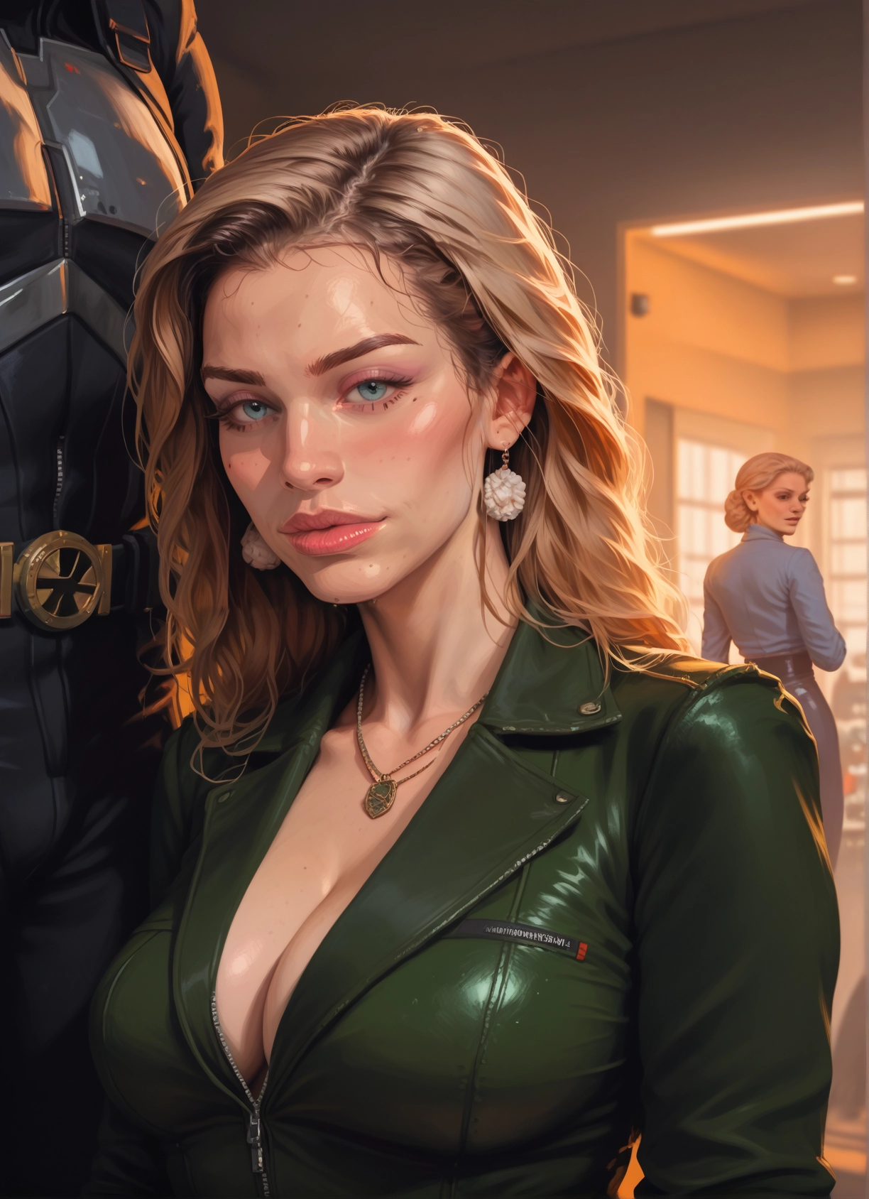 breasts, jewelry, earrings, cleavage, mole, multiple girls · Yamete.gg