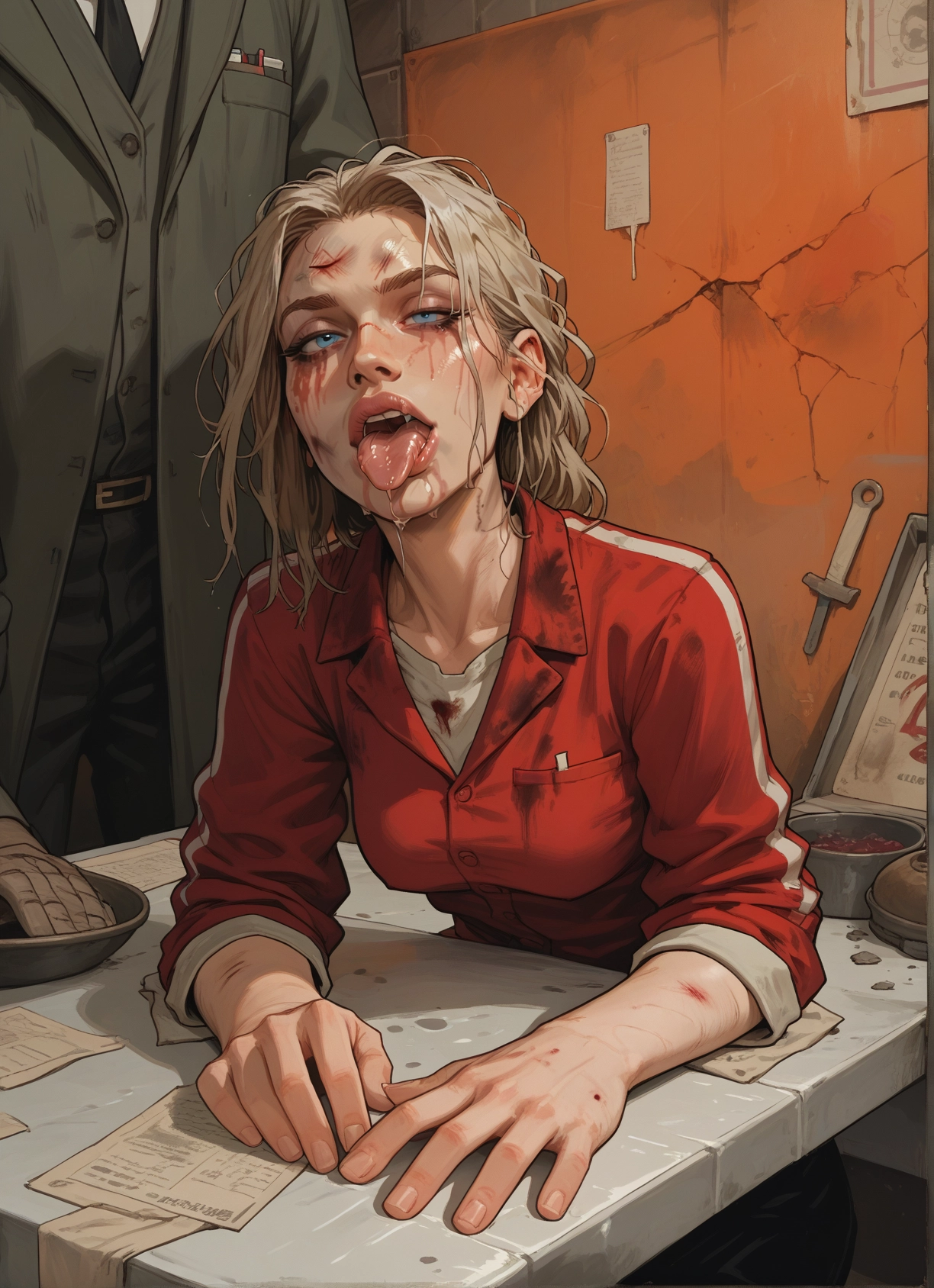1girl, blue eyes, blonde hair, tongue, tongue out, open mouth · Yamete.gg