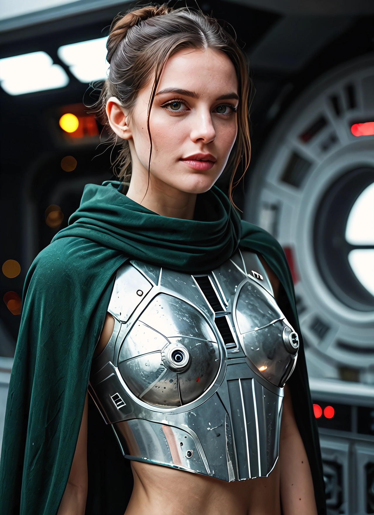 1girl, solo, armor, looking at viewer, cape, breastplate · Yamete.gg