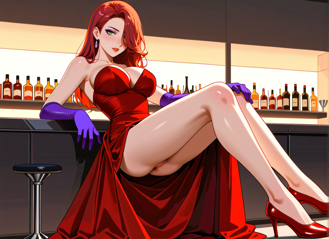 1girl, breasts, dress, gloves, high heels, jewelry · Yamete.gg
