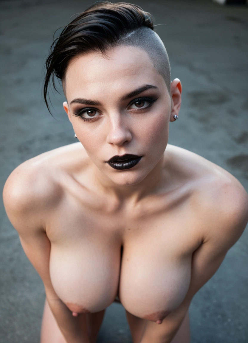 1girl, breasts, nipples, solo, looking at viewer, undercut · Yamete.gg