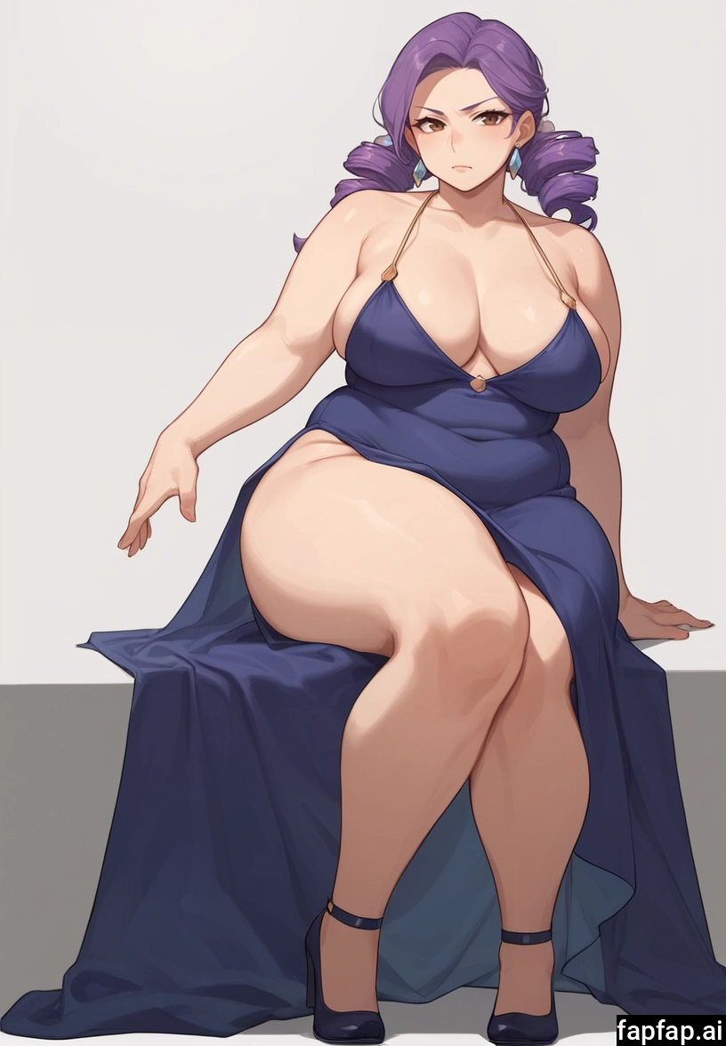 1girl, breasts, dress, solo, purple hair, thighs