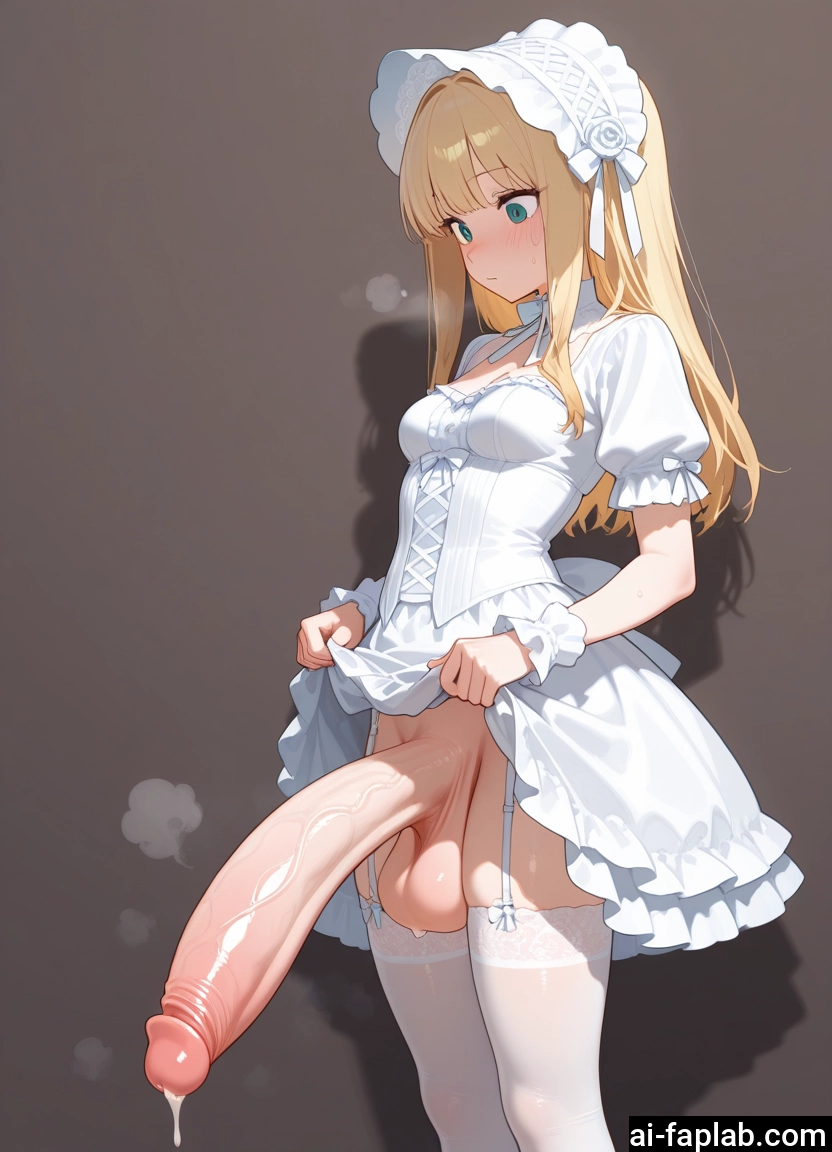 futanari, penis, 1girl, blonde hair, solo, thighhighs · Yamete.gg