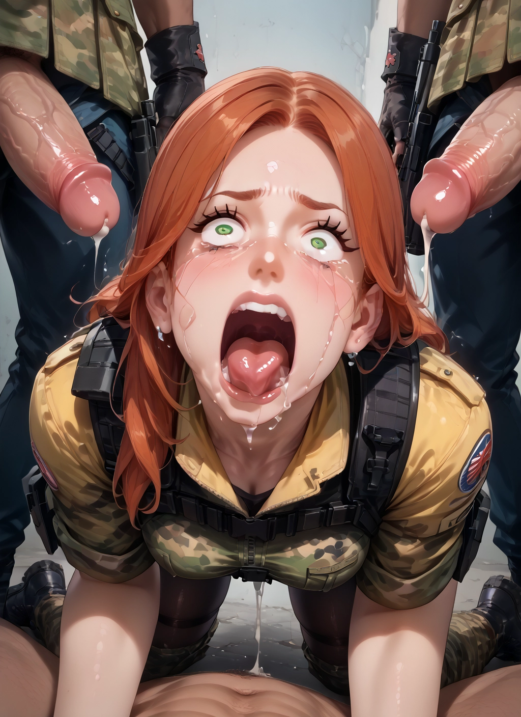 penis, 1girl, cum, hetero, green eyes, multiple boys · Yamete.gg
