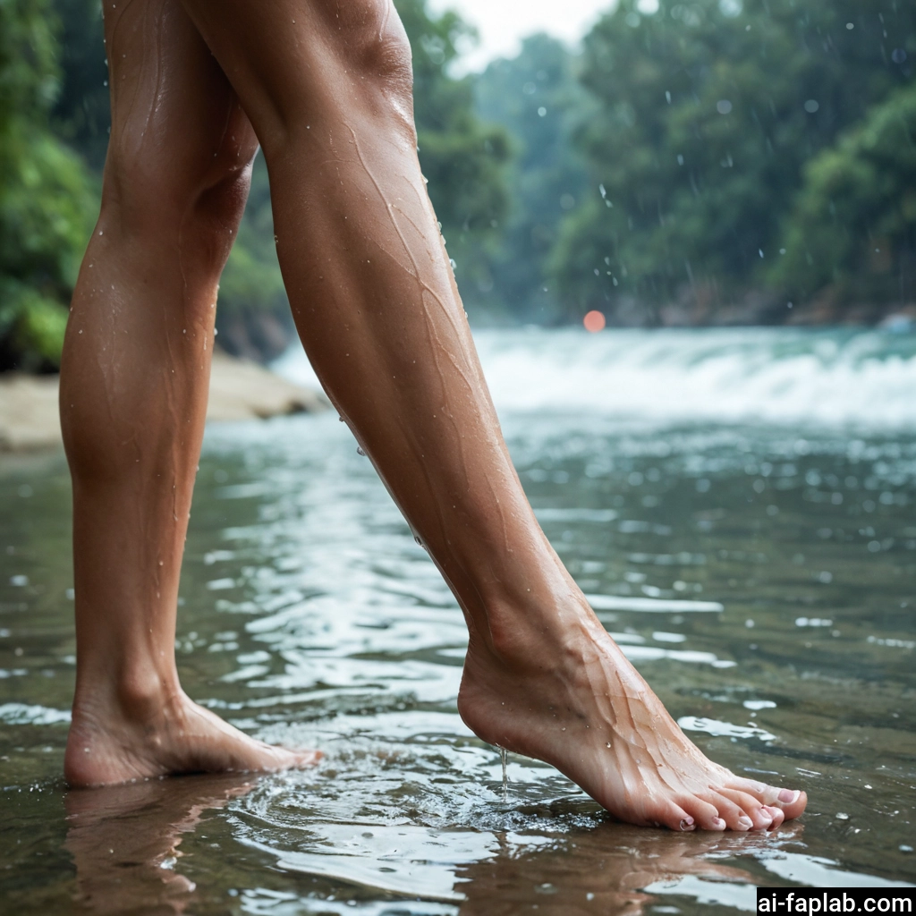 feet, wet, barefoot, solo, water, rain