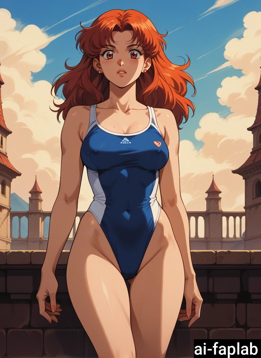 1girl, swimsuit, solo, breasts, one-piece swimsuit, long hair