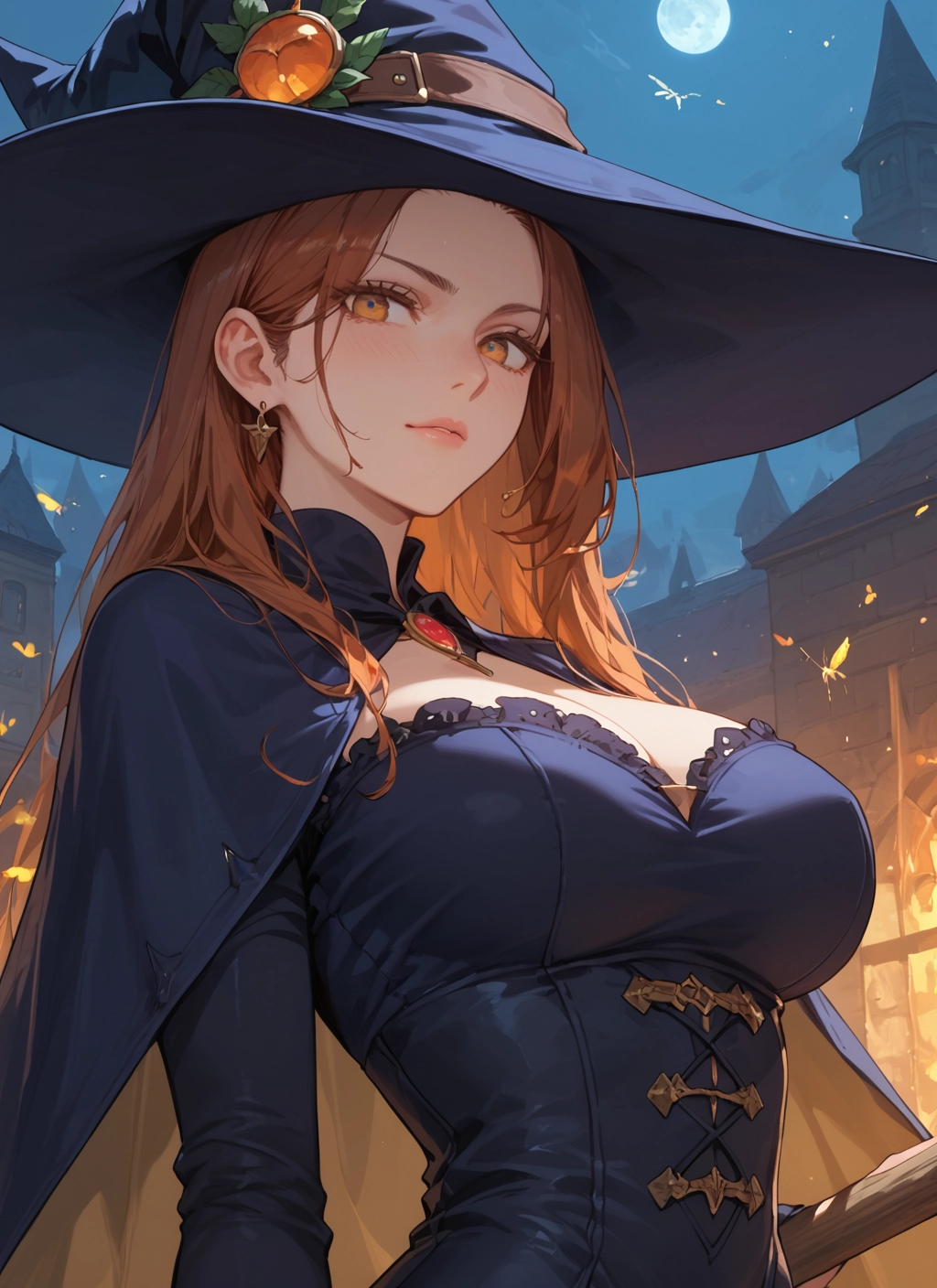 1girl, breasts, hat, earrings, jewelry, solo · Yamete.gg