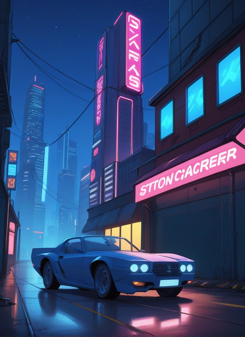 car, ground vehicle, motor vehicle, night, no humans, sky · Yamete.gg