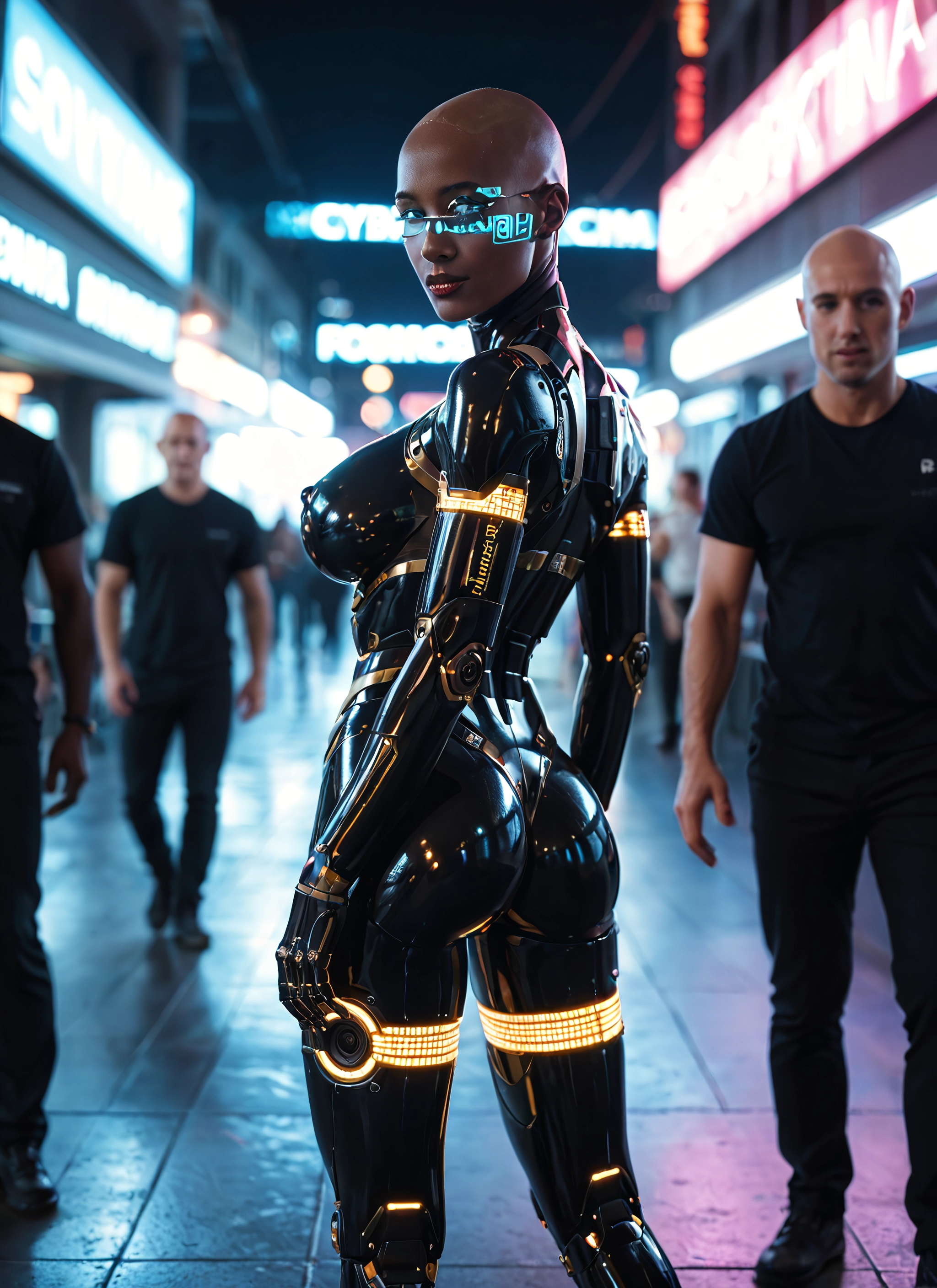 1girl, ass, breasts, bald, bodysuit, solo focus · Yamete.gg