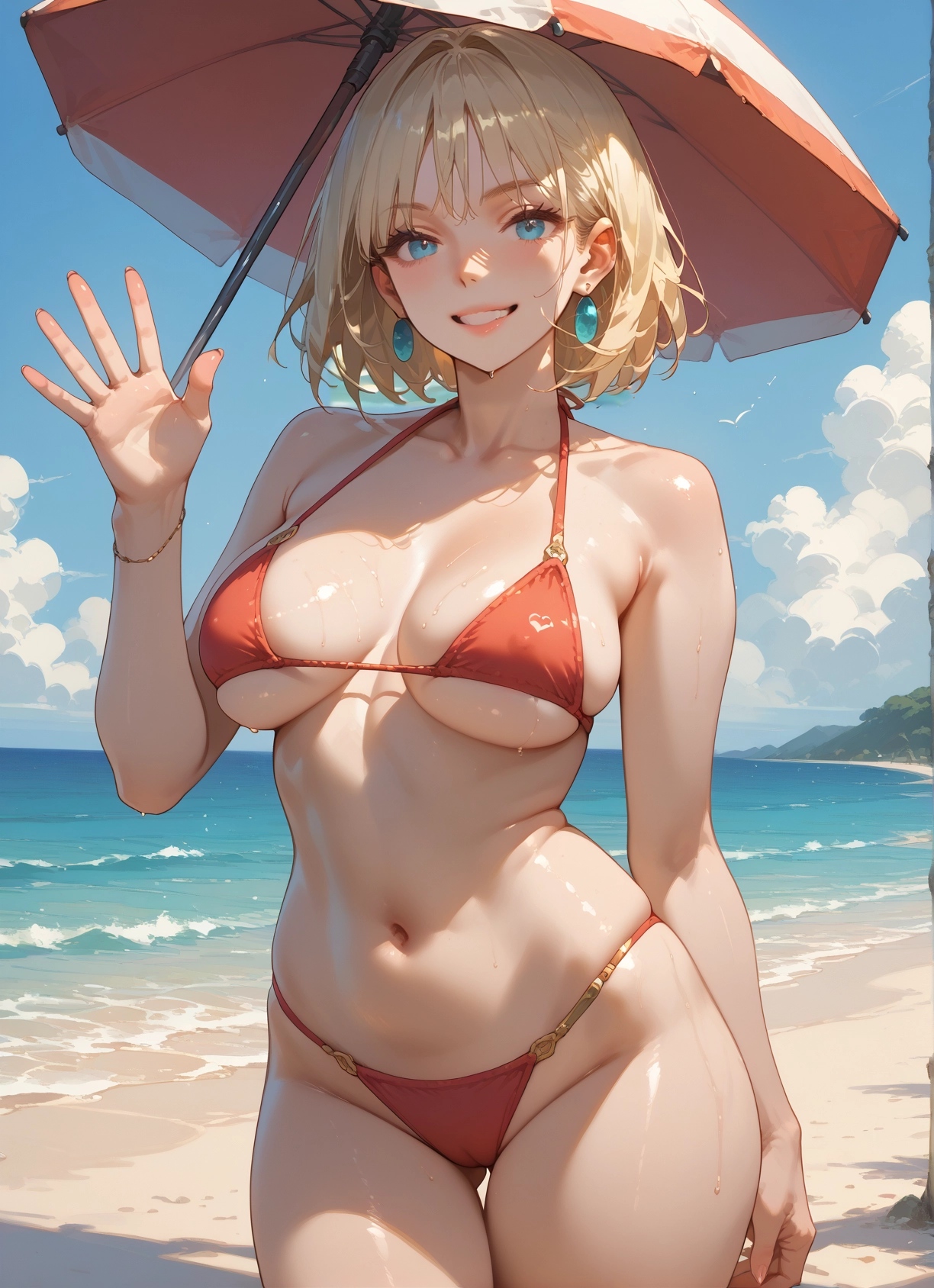1girl, swimsuit, breasts, bikini, solo, blonde hair · Yamete.gg