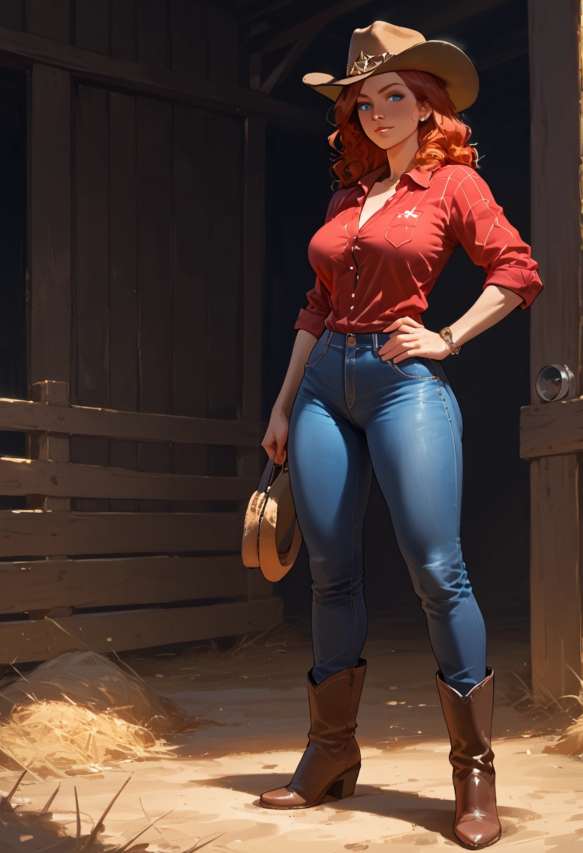1girl, shirt, solo, denim, boots, pants · Yamete.gg