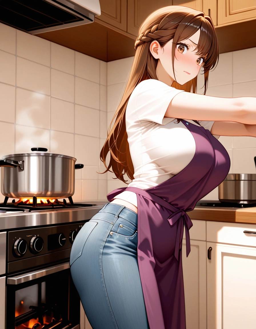 1girl, denim, jeans, breasts, pants, solo · Yamete.gg