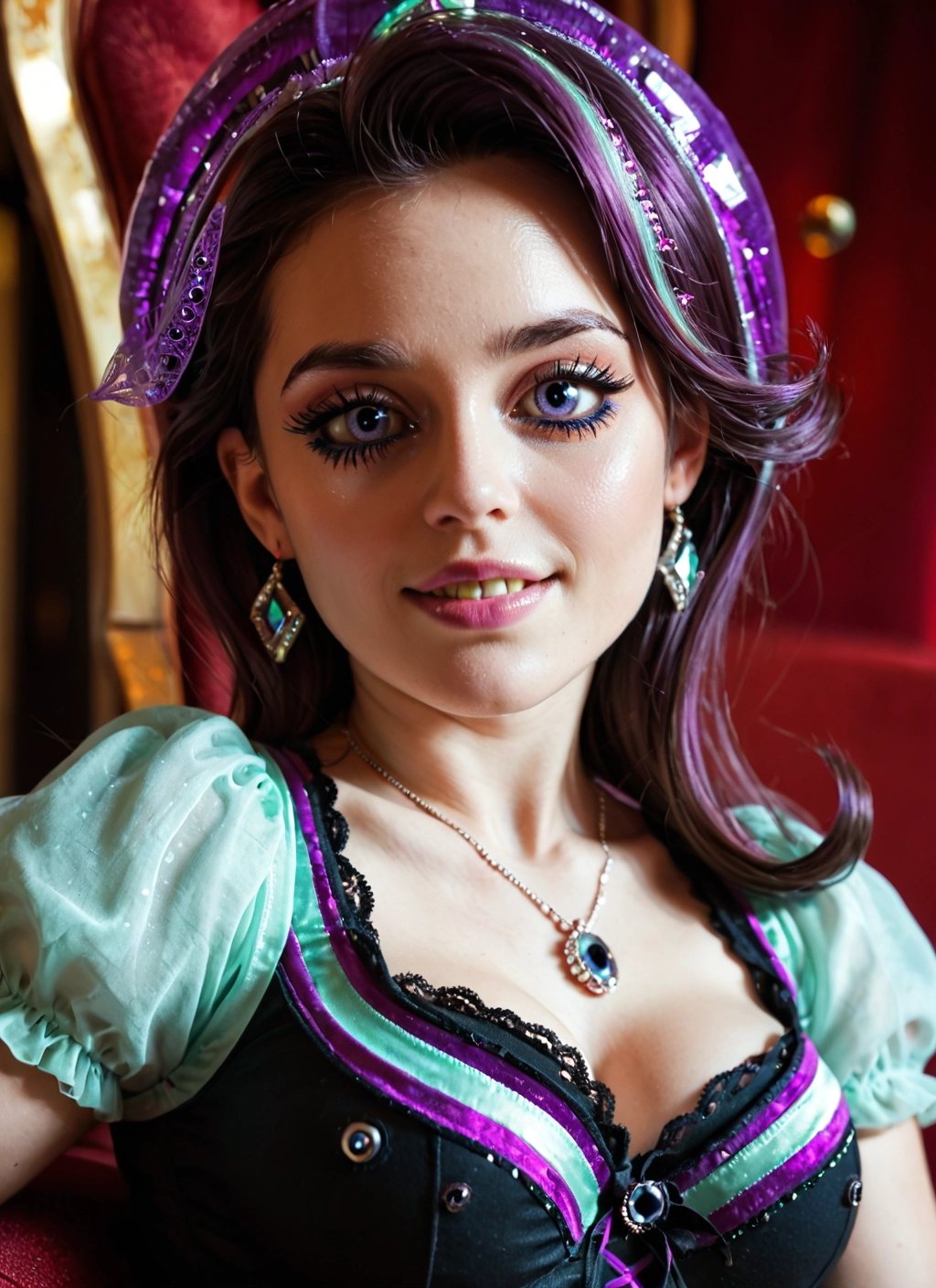 1girl, solo, jewelry, earrings, necklace, breasts · Yamete.gg