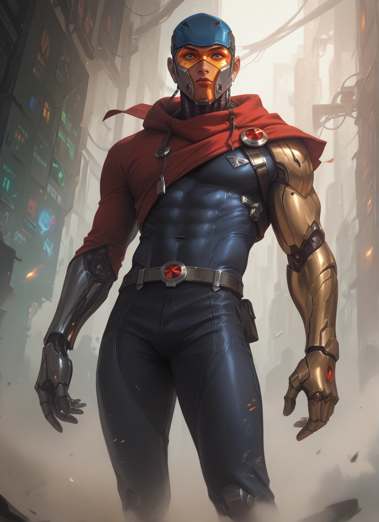 1boy, solo, male focus, belt, muscular, mask · Yamete.gg