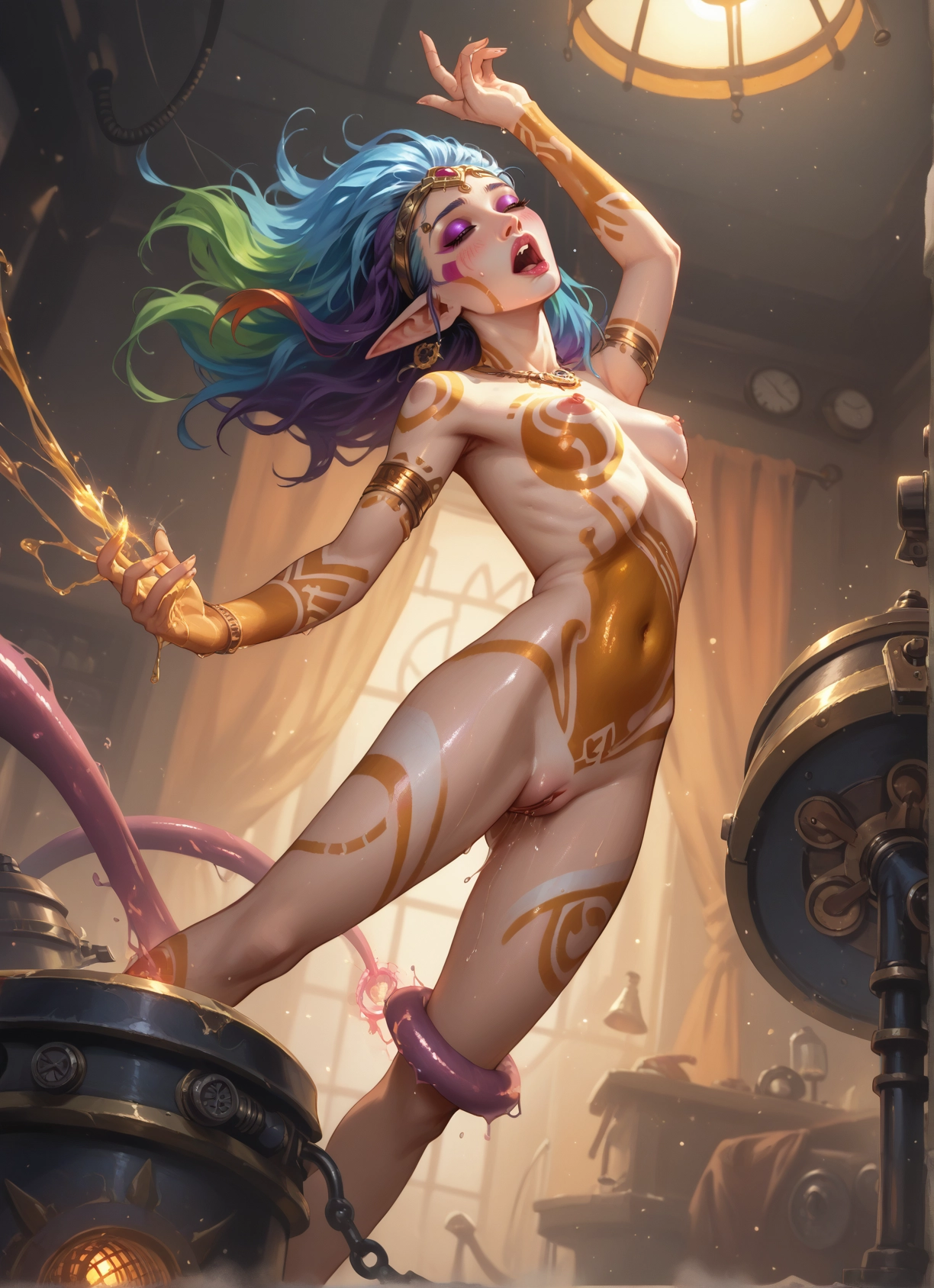 1girl, breasts, nipples, pointy ears, solo, pussy · Yamete.gg
