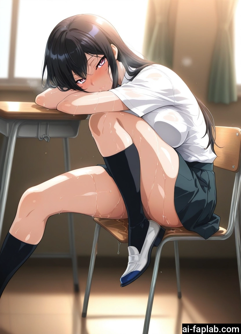 1girl, skirt, long hair, black hair, breasts, sitting · Yamete.gg