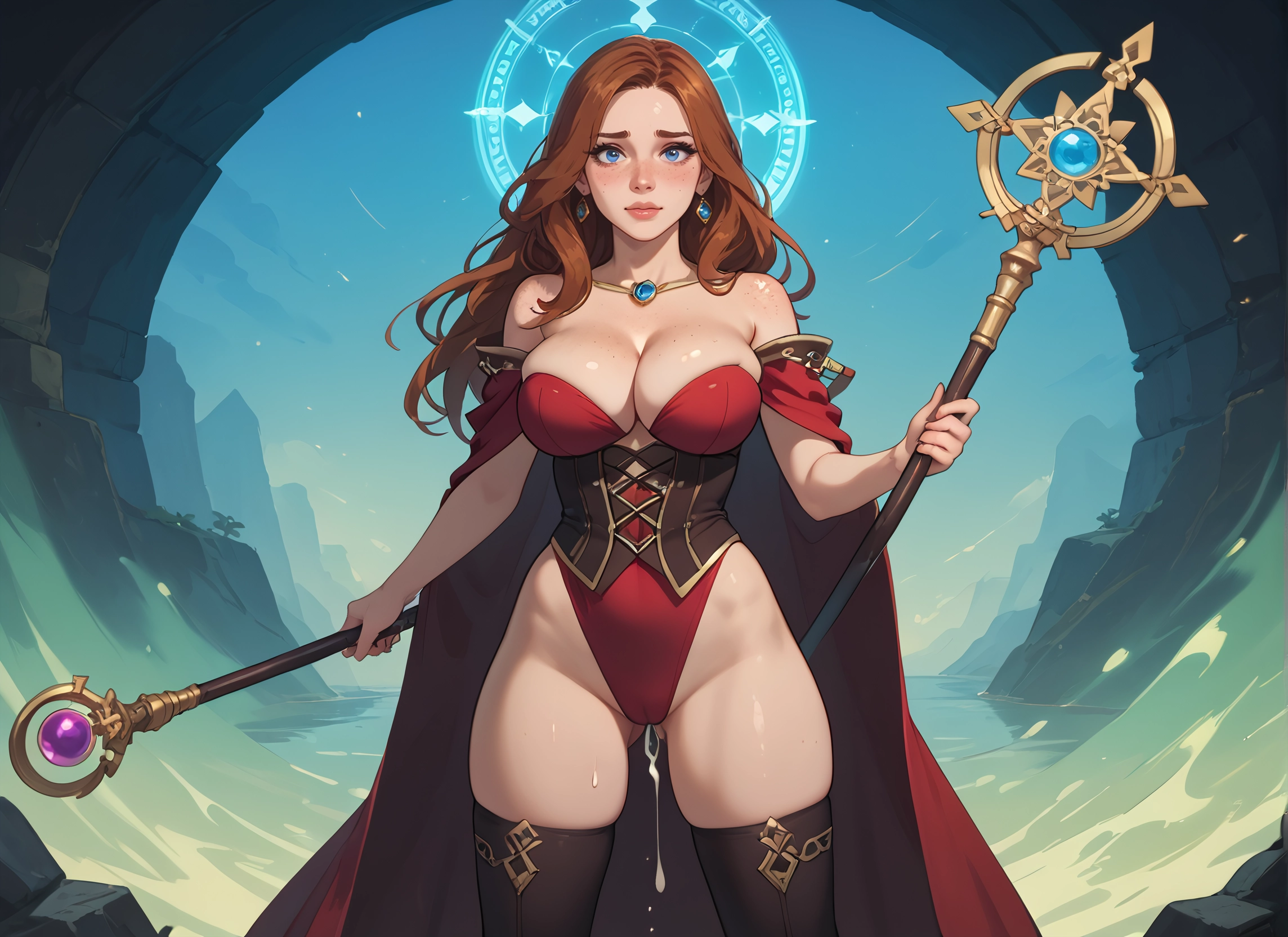 1girl, breasts, thighhighs, blue eyes, solo, jewelry · Yamete.gg