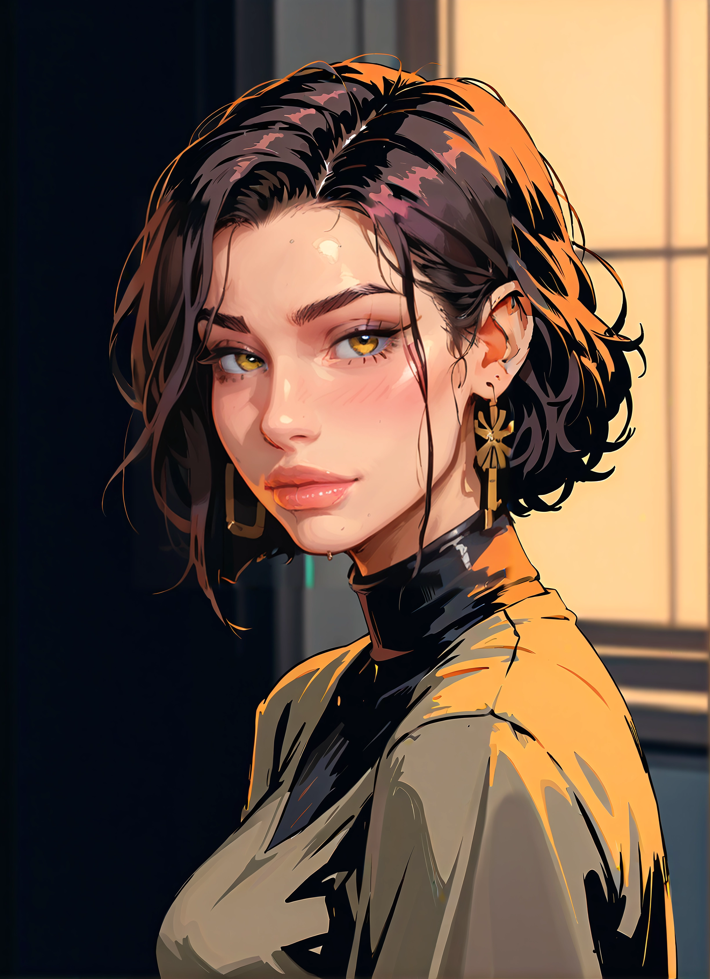 1girl, solo, jewelry, earrings, looking at viewer, short hair · Yamete.gg