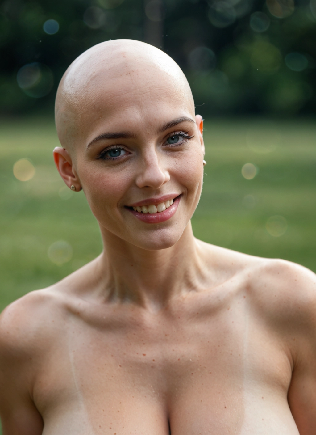 1girl, solo, breasts, bald, smile, looking at viewer · Yamete.gg