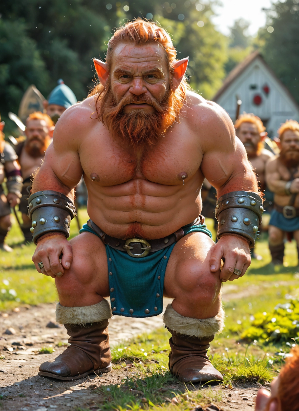 bara, facial hair, muscular, male focus, beard, chest hair · Yamete.gg