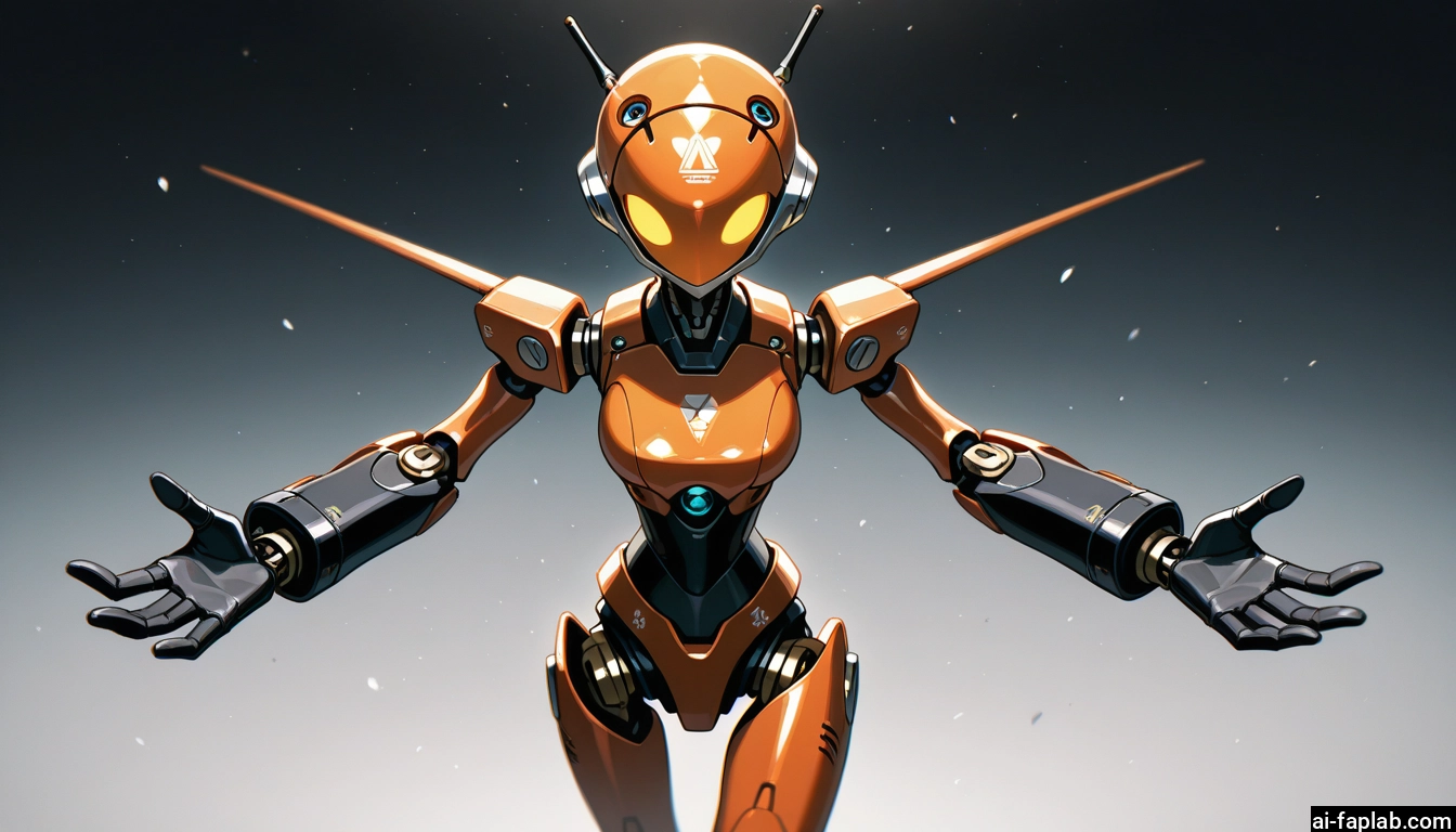 solo, 1girl, radio antenna, grey background, glowing, yellow eyes · Yamete.gg