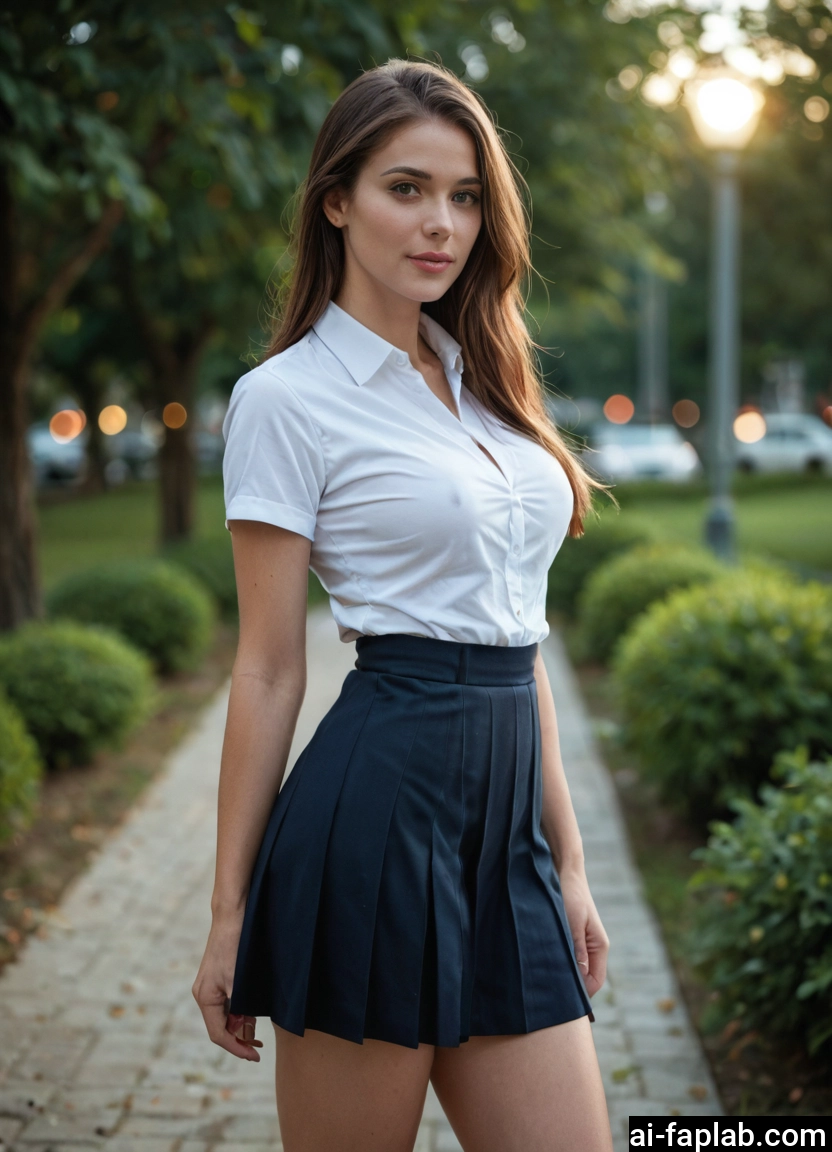 1girl, skirt, solo, shirt, breasts, school uniform · Yamete.gg