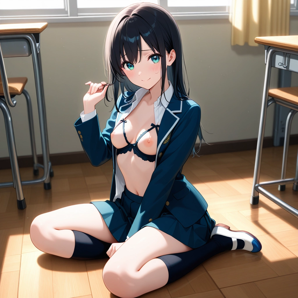 1girl, breasts, open clothes, solo, underwear, bra · Yamete.gg