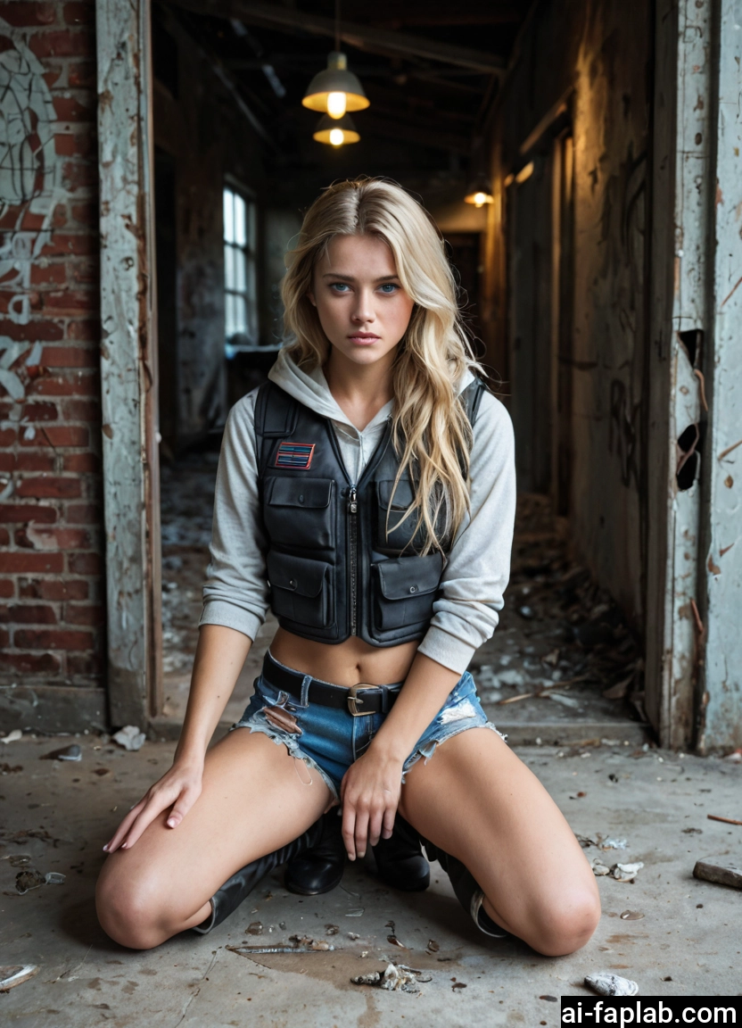 1girl, solo, shorts, blonde hair, navel, blue eyes · Yamete.gg