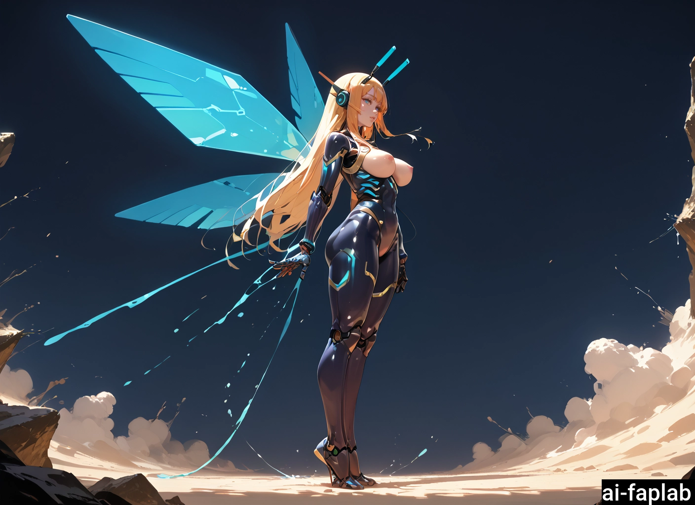 1girl, breasts, blonde hair, solo, long hair, nipples · Yamete.gg