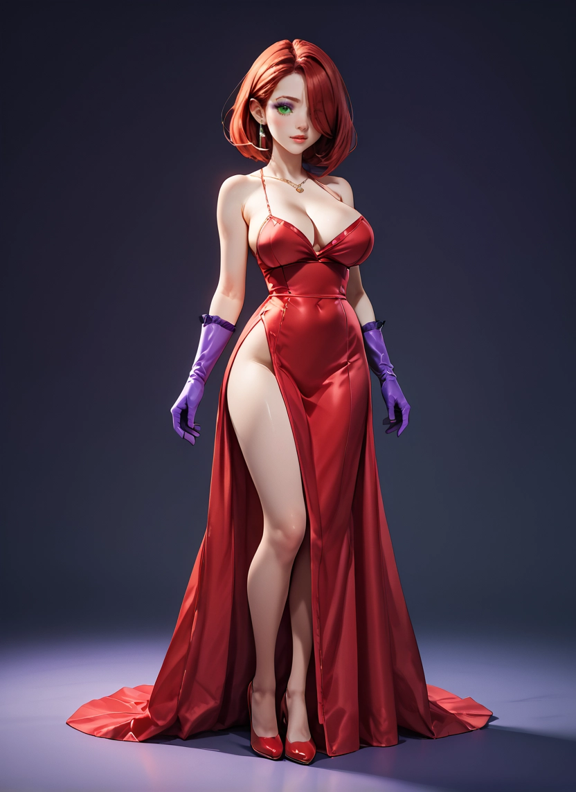1girl, breasts, gloves, dress, green eyes, solo · Yamete.gg