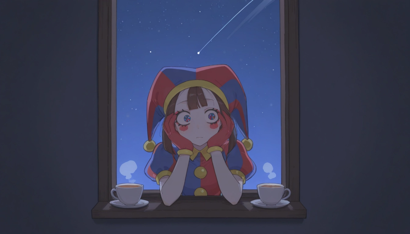 jester cap, 1girl, gloves, cup, solo, hat · Yamete.gg