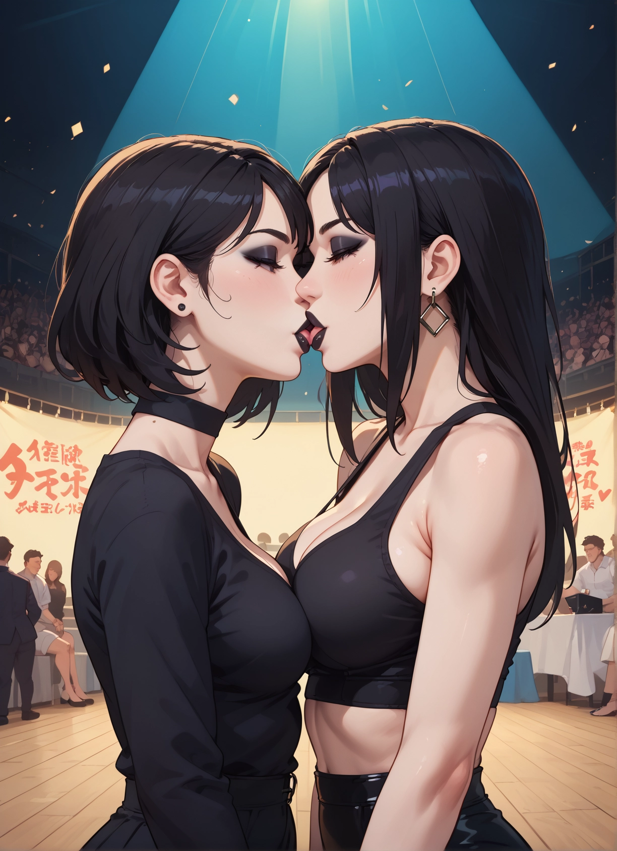 multiple girls, breasts, 2girls, jewelry, earrings, choker · Yamete.gg