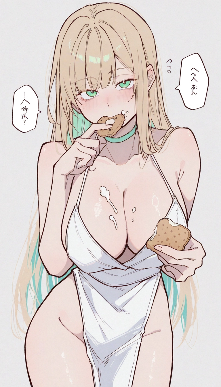 1girl, breasts, food, large breasts, solo, holding · Yamete.gg