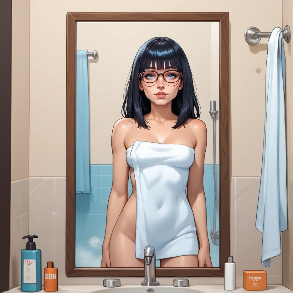 1girl, breasts, nipples, solo, glasses, nude · Yamete.gg