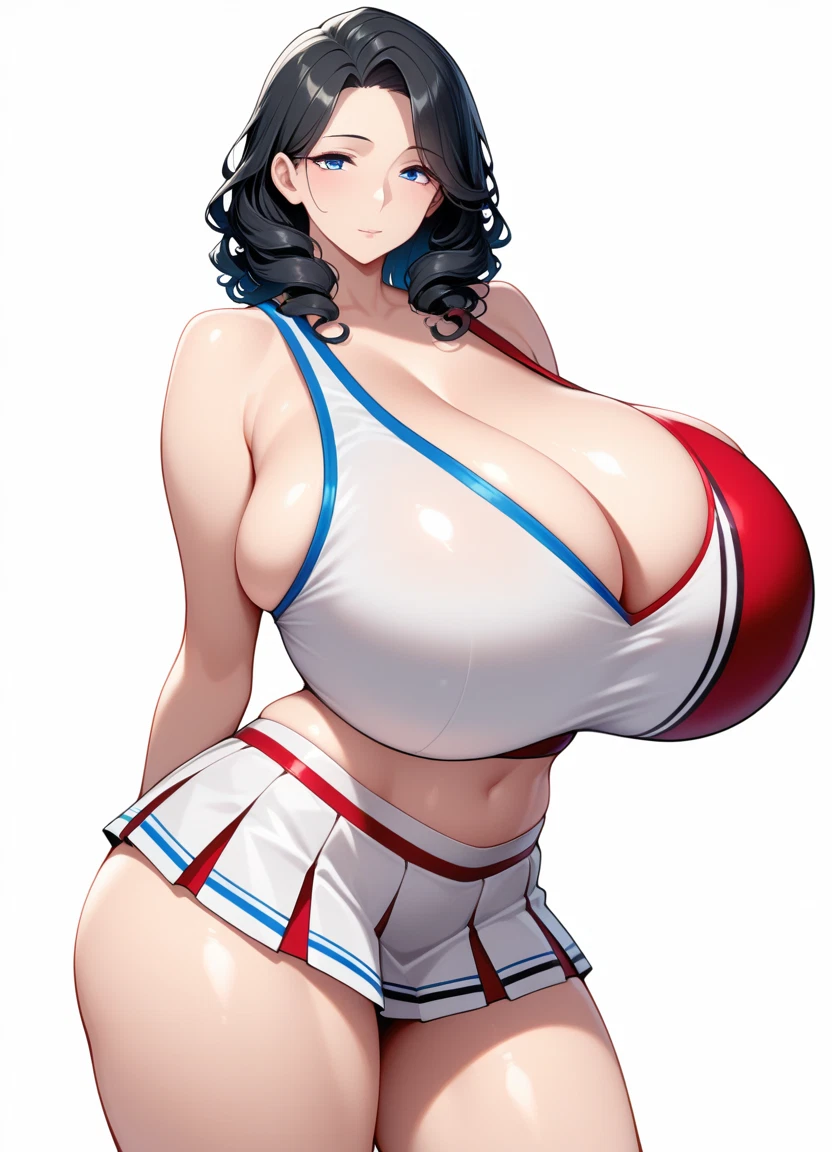 1girl, breasts, solo, blue eyes, black hair, gigantic breasts