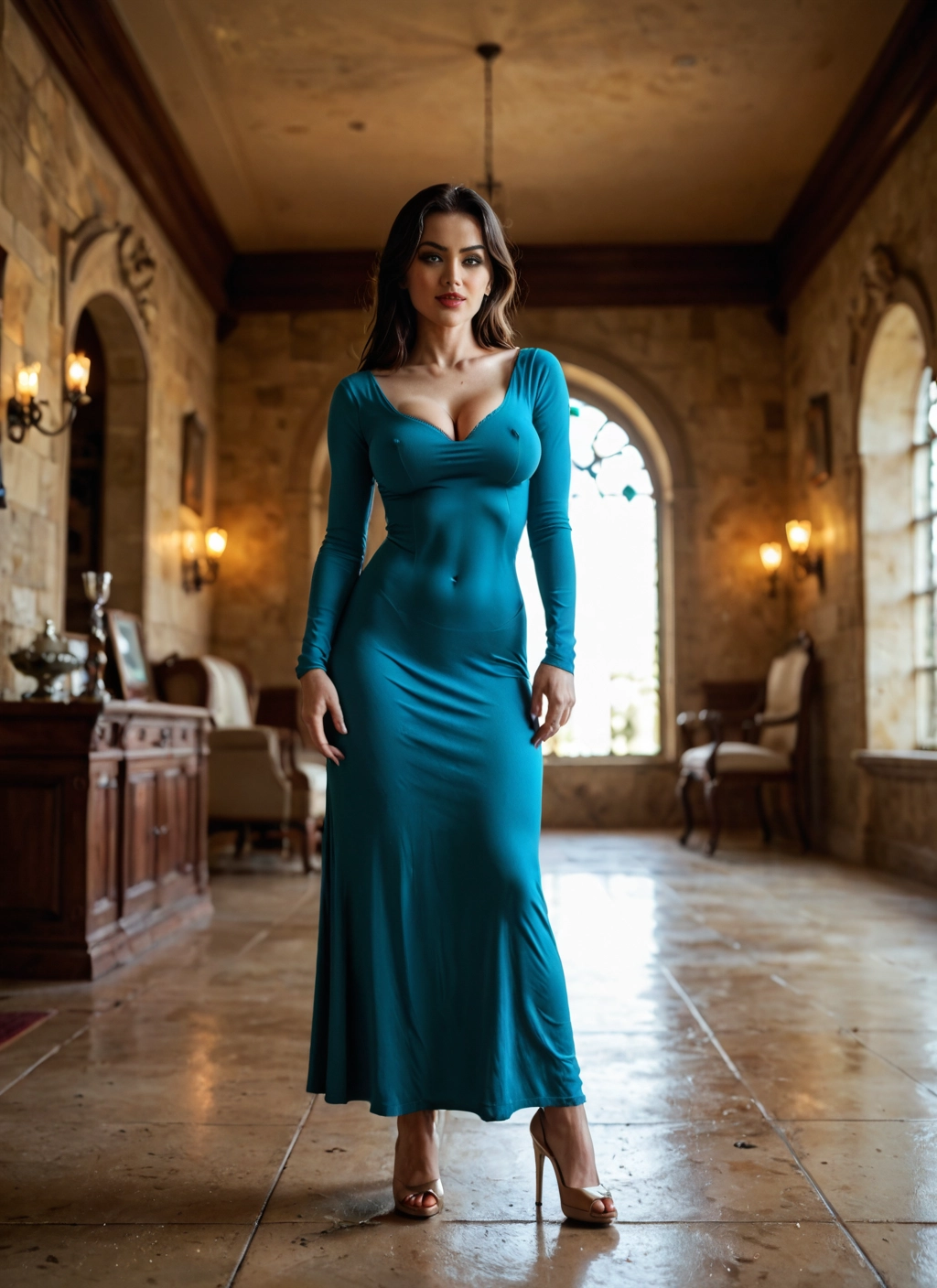 1girl, breasts, dress, high heels, solo, cleavage · Yamete.gg