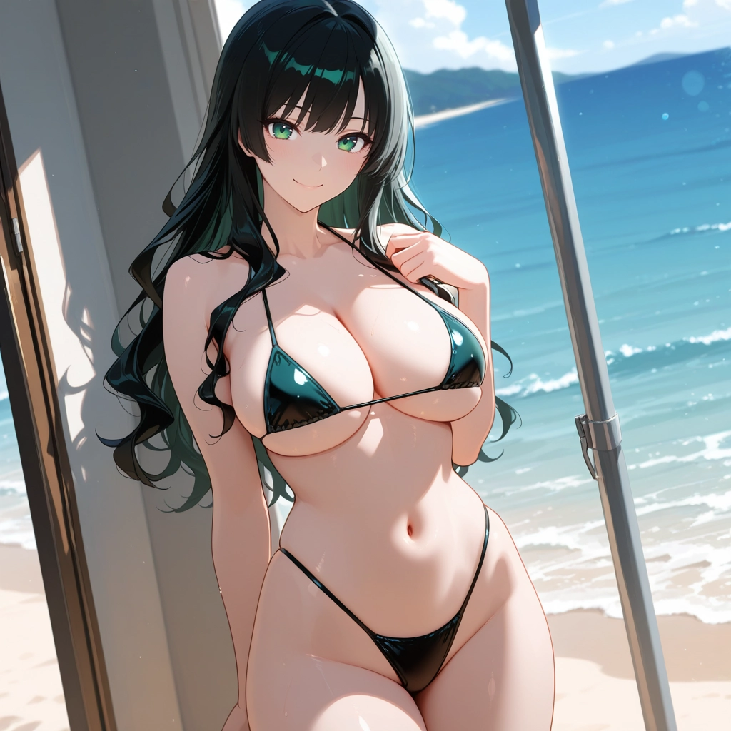 1girl, breasts, solo, large breasts, navel, swimsuit · Yamete.gg