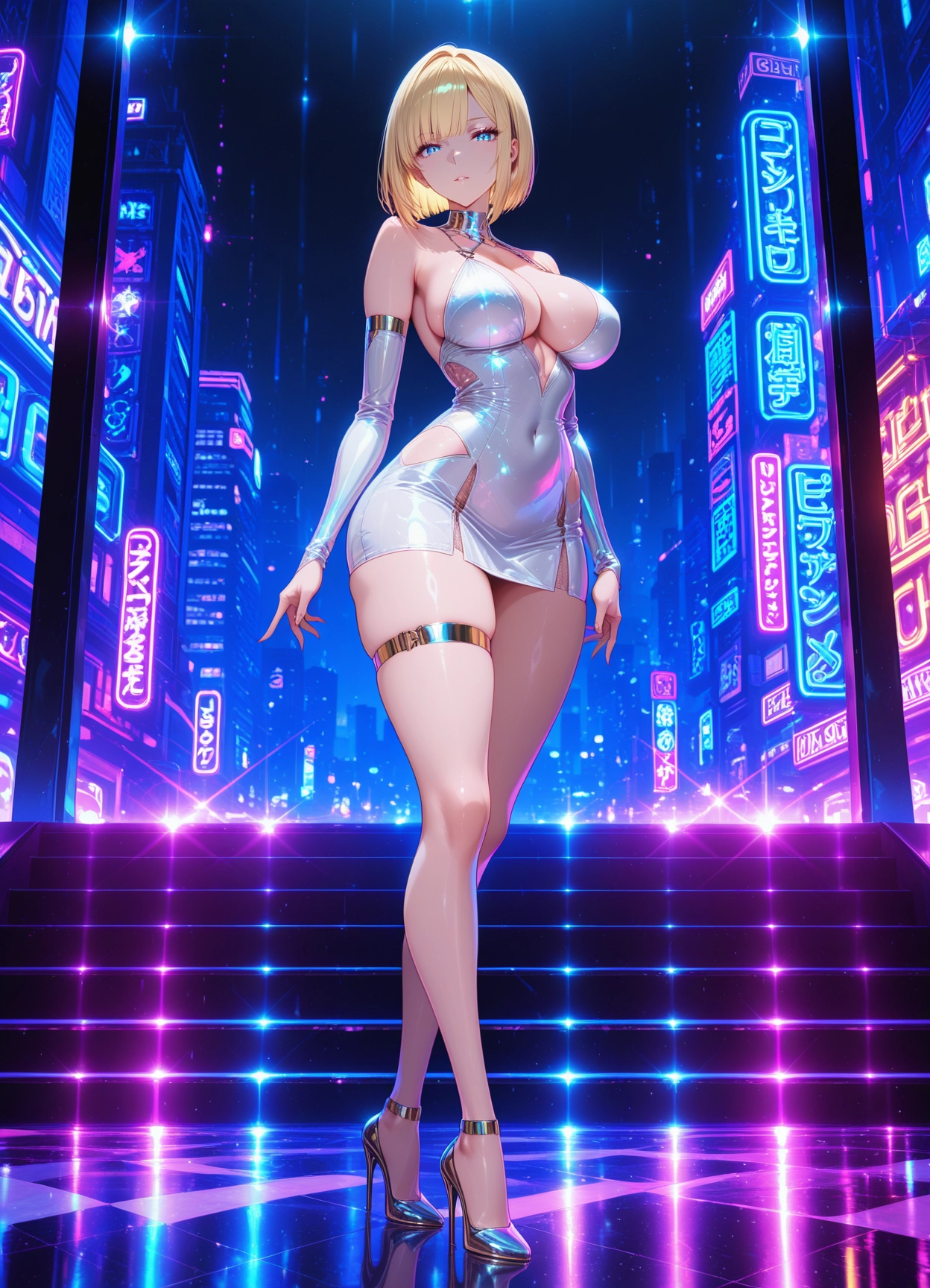 1girl, breasts, solo, blonde hair, high heels, blue eyes · Yamete.gg