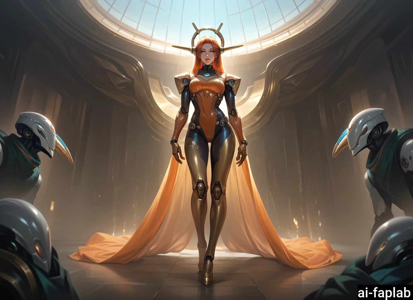 1girl, joints, robot joints, bodysuit, long hair, indoors · Yamete.gg
